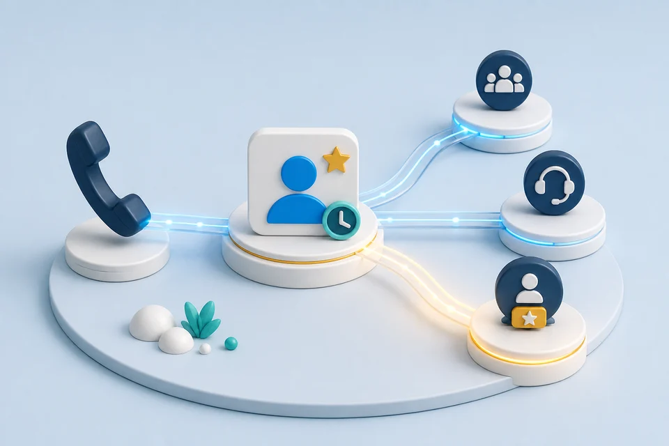Caller context and business rules routing a call to the best destination